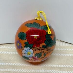 Floral Ornament Reverse Hand painted Glass Ball 3" with box